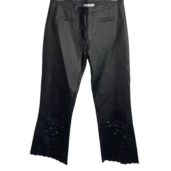 Sharagano Paris Black Faux Leather Cut Out Design Pants - Picture 2 of 9
